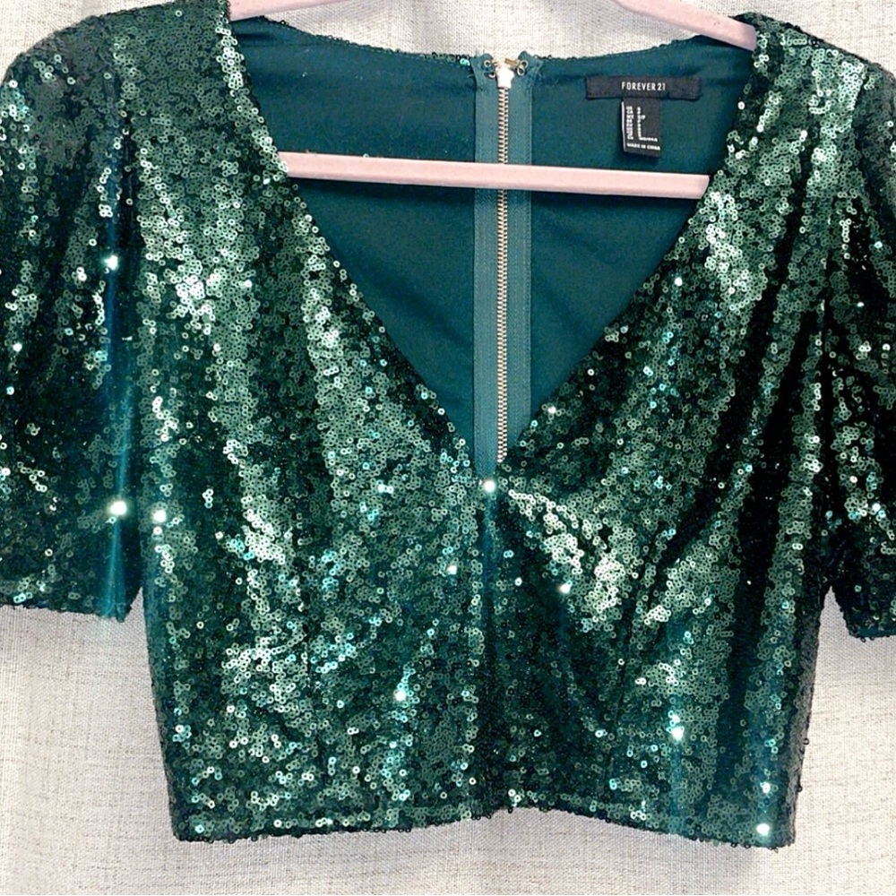 Forever 21 Green Sequin Women's Top